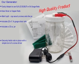 Colloidal Silver Generator Simple Health Products Multi-Size 16-4 Ga. 99.99%